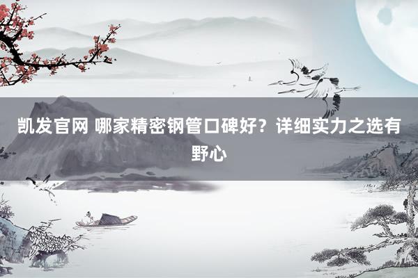 凯发官网 哪家精密钢管口碑好？详细实力之选有野心