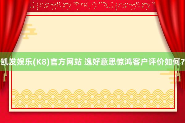 凯发娱乐(K8)官方网站 逸好意思惊鸿客户评价如何？