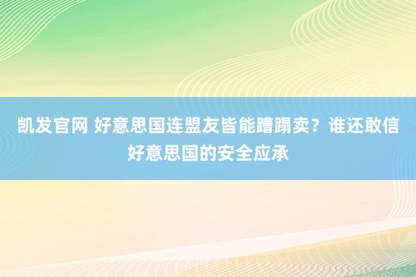 凯发官网 好意思国连盟友皆能蹧蹋卖？谁还敢信好意思国的安全应承