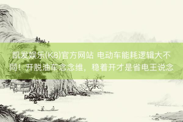 凯发娱乐(K8)官方网站 电动车能耗逻辑大不同！开脱油车念念维，稳着开才是省电王说念
