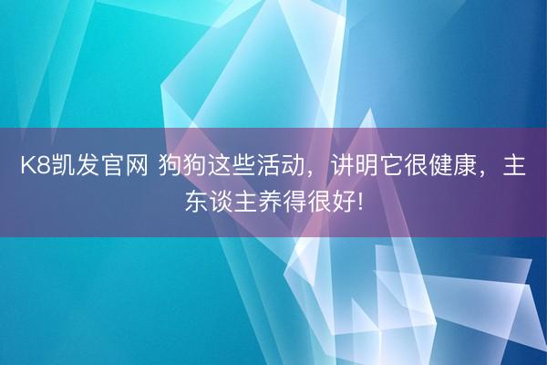 K8凯发官网 狗狗这些活动，讲明它很健康，主东谈主养得很好!